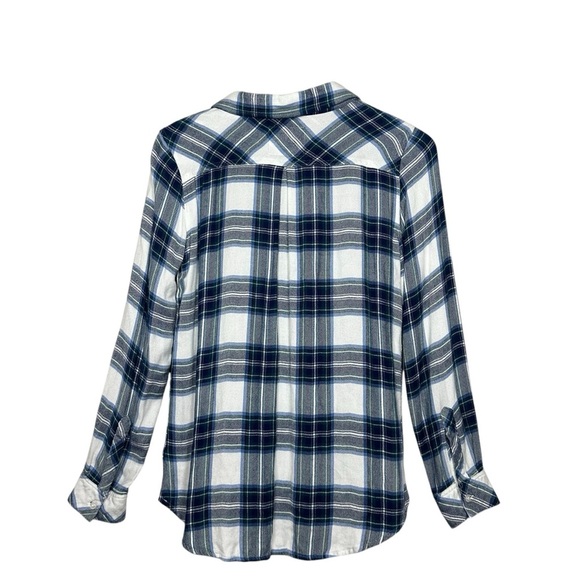 Rails Hunter Women’s Plaid Rayon Button-Down Shirt Soft Blue White Size Small - Picture 2 of 11